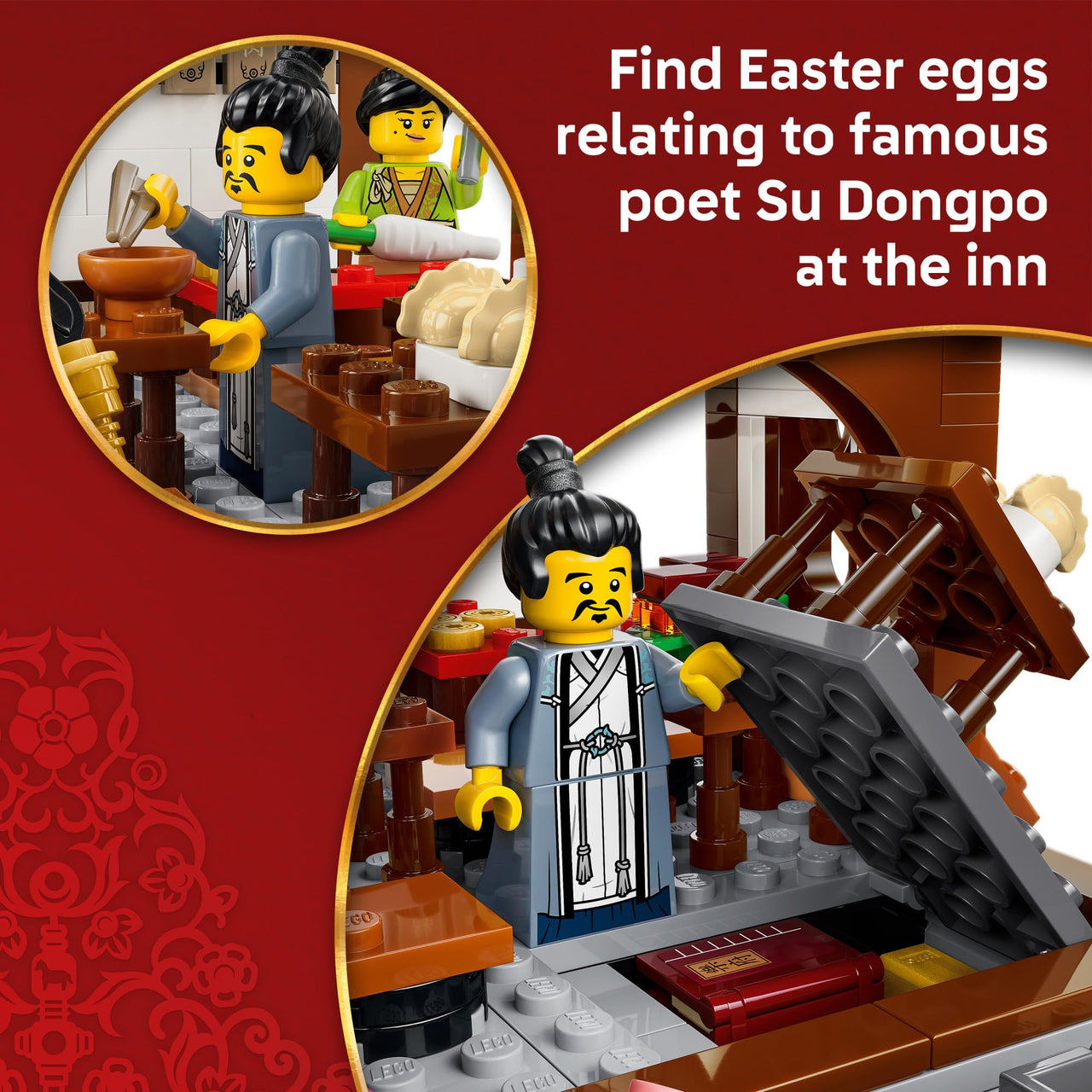 LEGO Chinese Festivals Ancient Moon-Gazing Inn - Building Toy for Boys & Girls, Ages 9+ - Spring Festival Decorations & Craft Kit - 80121