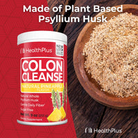 Thumbnail for Health Plus Colon Cleanse Digestive Support | No Artificial Flavors | Daily Fiber for Toxin Elimination to Reduce Bloating | Psyllium Husk | Pineapple Flavor | 9 Ounces, 36 Servings