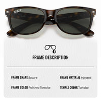 Thumbnail for Ray-Ban RB2132 NEW WAYFARER CLASSIC POLARIZED Square Shaped Sunglasses for Men & Women – Includes Official Rayban Eyewear Kit – Ideal Formal & Casual Wear Sunglasses – G-15 Green Lens