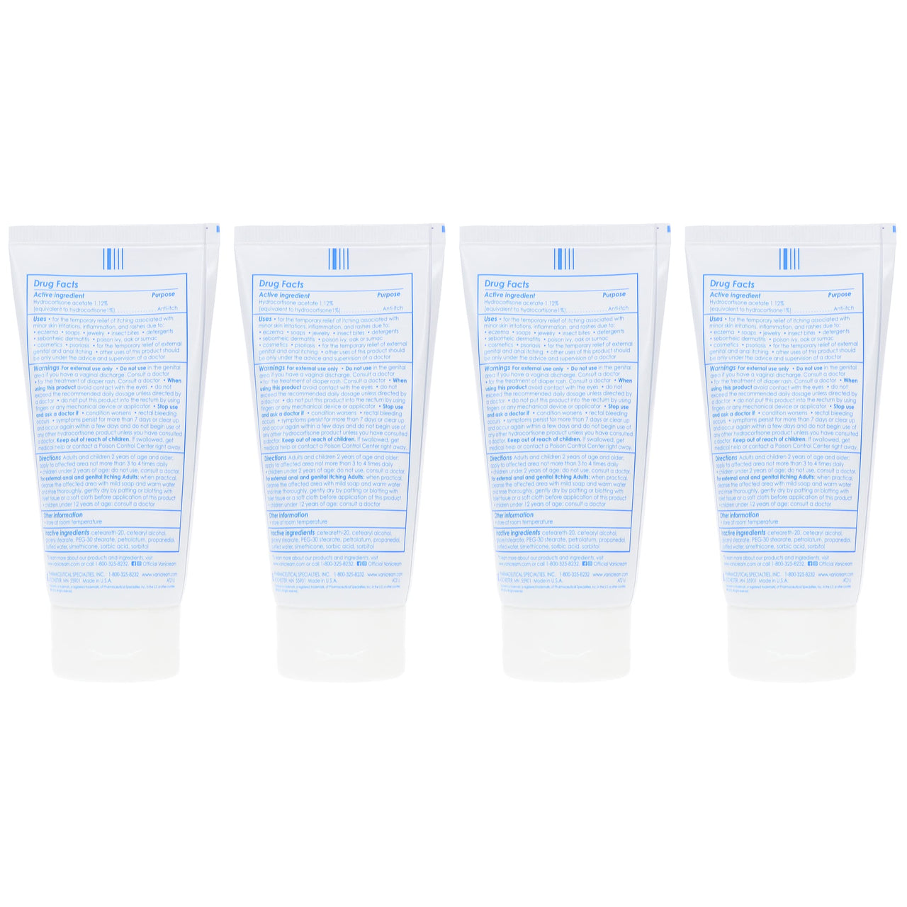 Vanicream HC 1% Hydrocortisone Anti-Itch Cream - 2 oz, Pack of 4
