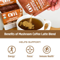 Thumbnail for OM MUSHROOM SUPERFOOD Coffee Latte Blend – Functional Mushroom Powder with Lion’s Mane, Cordyceps, Reishi & Chaga – Energy, Focus & Mental Clarity Support – 8.47 oz Canister (30 Servings)