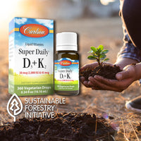 Thumbnail for Carlson Super Daily D3 + K2, 50 mcg D3 + 45 mcg MK-7, Heart & Bone Health, 360 Liquid Drops, 10.16 ml