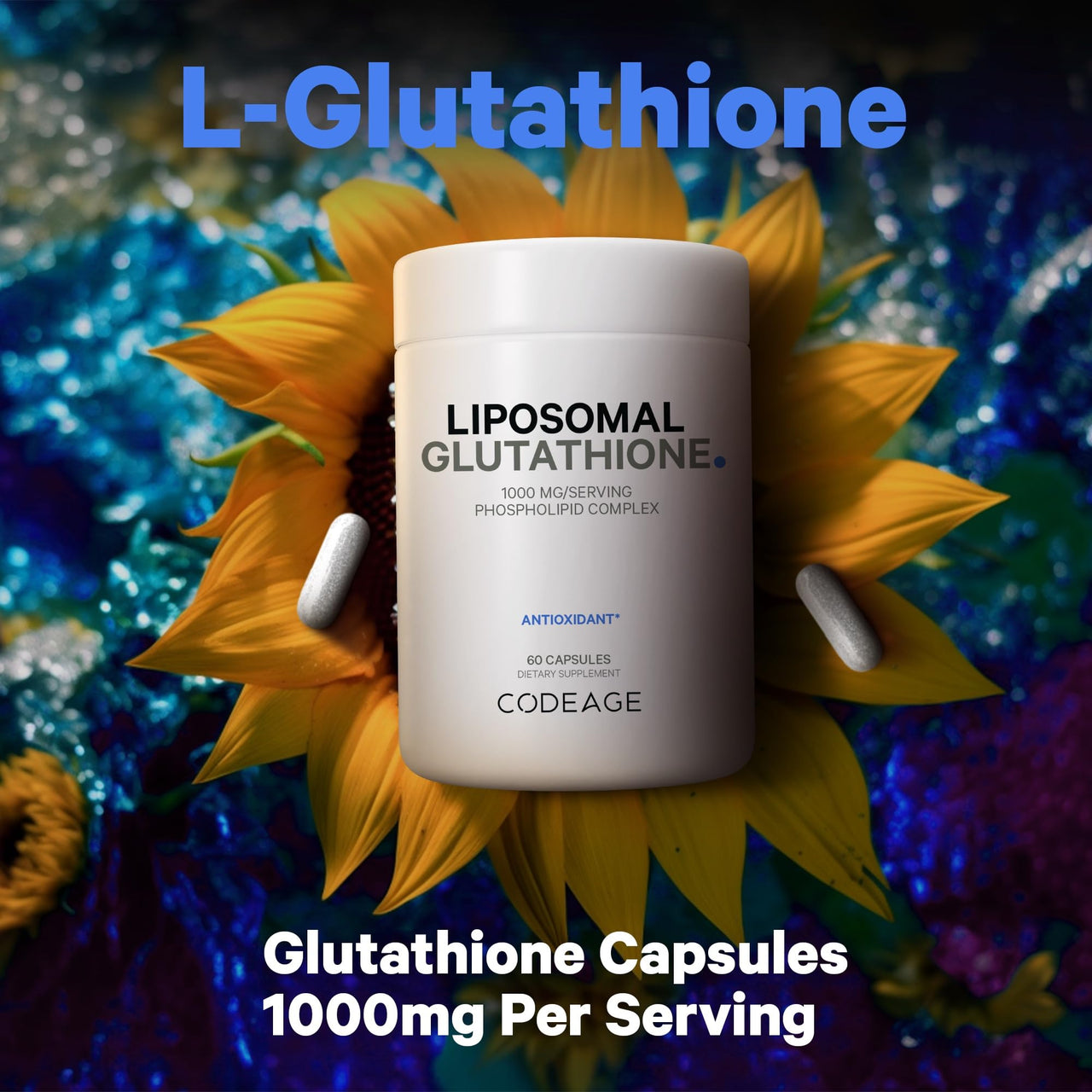 Codeage Liposomal Glutathione 1000 mg Supplement, High-Potency Reduced L-Glutathione - Liposomal Delivery - Phospholipids - Non-GMO, Gluten-Free - 60 Capsules