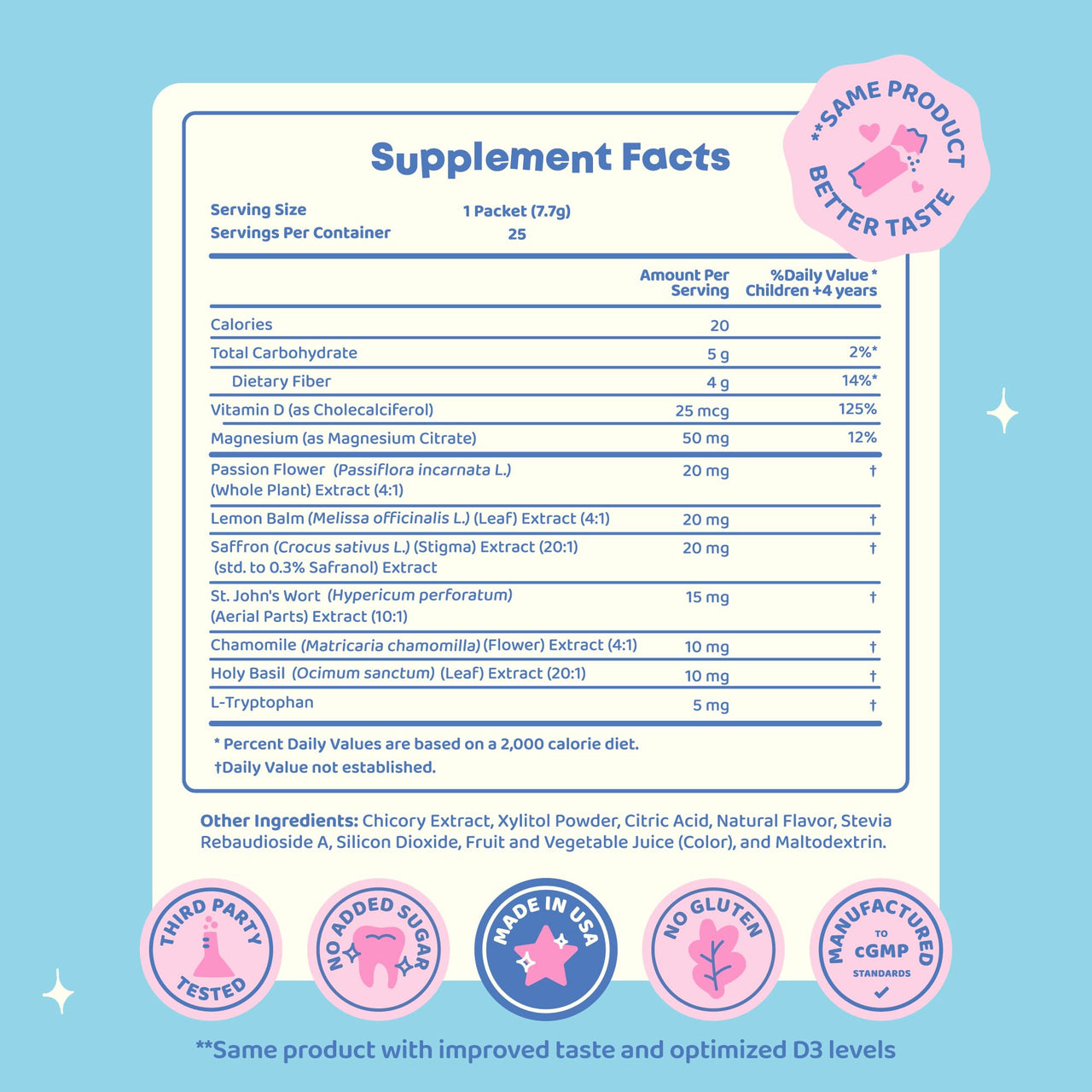 JoySpring Mood Magic for Kids – Natural Mood Support Pixie Sticks Candy with Saffron Extract, Magnesium Citrate & Vitamin D3 | Sugar-Free Powder Drink or Candy | 25 Servings | 4+ Years