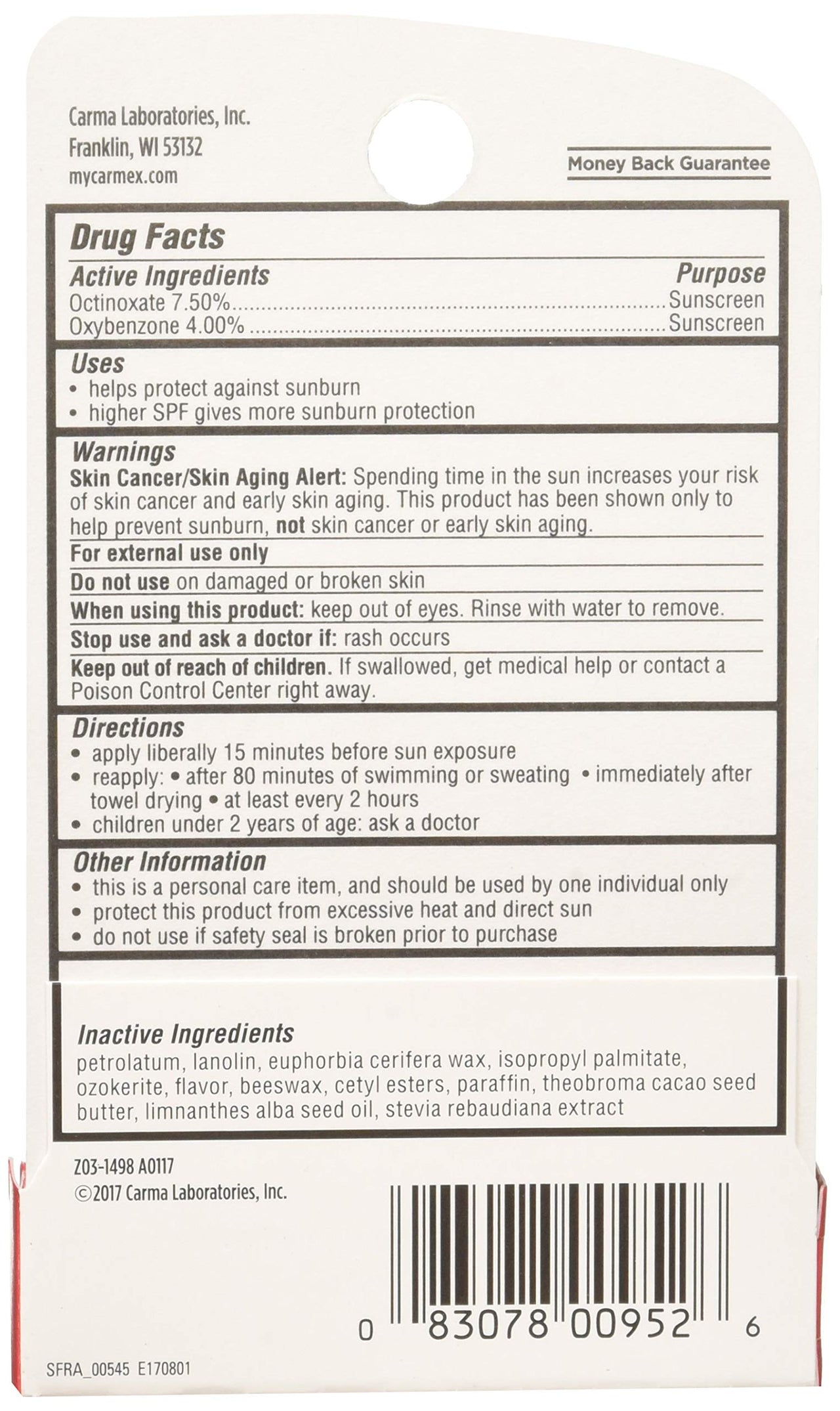 Carmex Lip Balm Stick, Strawberry, 3 Count