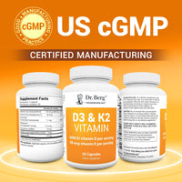 Thumbnail for Dr. Berg D3 K2 Vitamin 5000 IU w/MCT Powder - Includes 50 mcg MK7 Vitamin K2, Purified Bile Salts, Zinc & Magnesium for Ultimate Absorption - K2 D3 Vitamin Supplement - 60 Capsules
