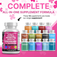 Thumbnail for Clean Nutraceuticals Vaginal Probiotics for Women with Cranberry, D-Mannose, Prebiotics, pH Balance Support, Feminine Health, Urinary Tract Cleanse – Capsule Alternative to Gummies – 60 Count