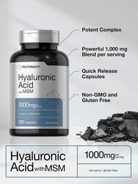Thumbnail for Horbäach Hyaluronic Acid with MSM | 1000 mg | 120 Capsules | Non-GMO and Gluten Free Supplement | Bioavailable Formula