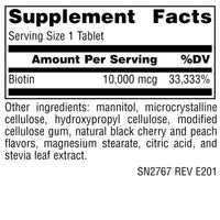Thumbnail for Source Naturals Biotin Fast Melt, Hair Skin and Nail Support*, 10,000 mcg per Serving- 120 Tablets