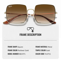 Thumbnail for Ray-Ban RB1971 Square 1971 Classic Sunglasses With Eyewear Kit Bundle - High Bridge Fit - Ideal Formal and Casual Wear Square Sunglasses