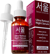 Thumbnail for SeoulCeuticals 1% Korean Retinol Night Serum for Face - 97.5% Snail Mucin + Hyaluronic Acid + Bakuchiol, Cruelty Free K Beauty for Sensitive Skin 1oz