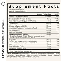 Thumbnail for Codeage Liposomal Vitamin C+ Platinum - 1000 Mg Vitamin C Vitamins, Glutathione, NAC (N Acetyl Cysteine), Resveratrol, CoQ10, Rutin, Elderberry, Quercetin, Rosehip, Citrus Bioflavonoids - 180 Capsules