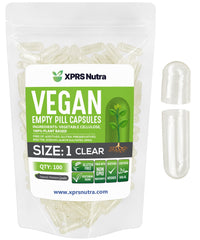 Thumbnail for XPRS Nutra Size 1 Empty Capsules - 100 Count Clear Empty Vegan Capsules - Vegetarian Pills - DIY Vegetable Capsule Filling- Veggie Pill Caps for Do-It-Yourself Supplements