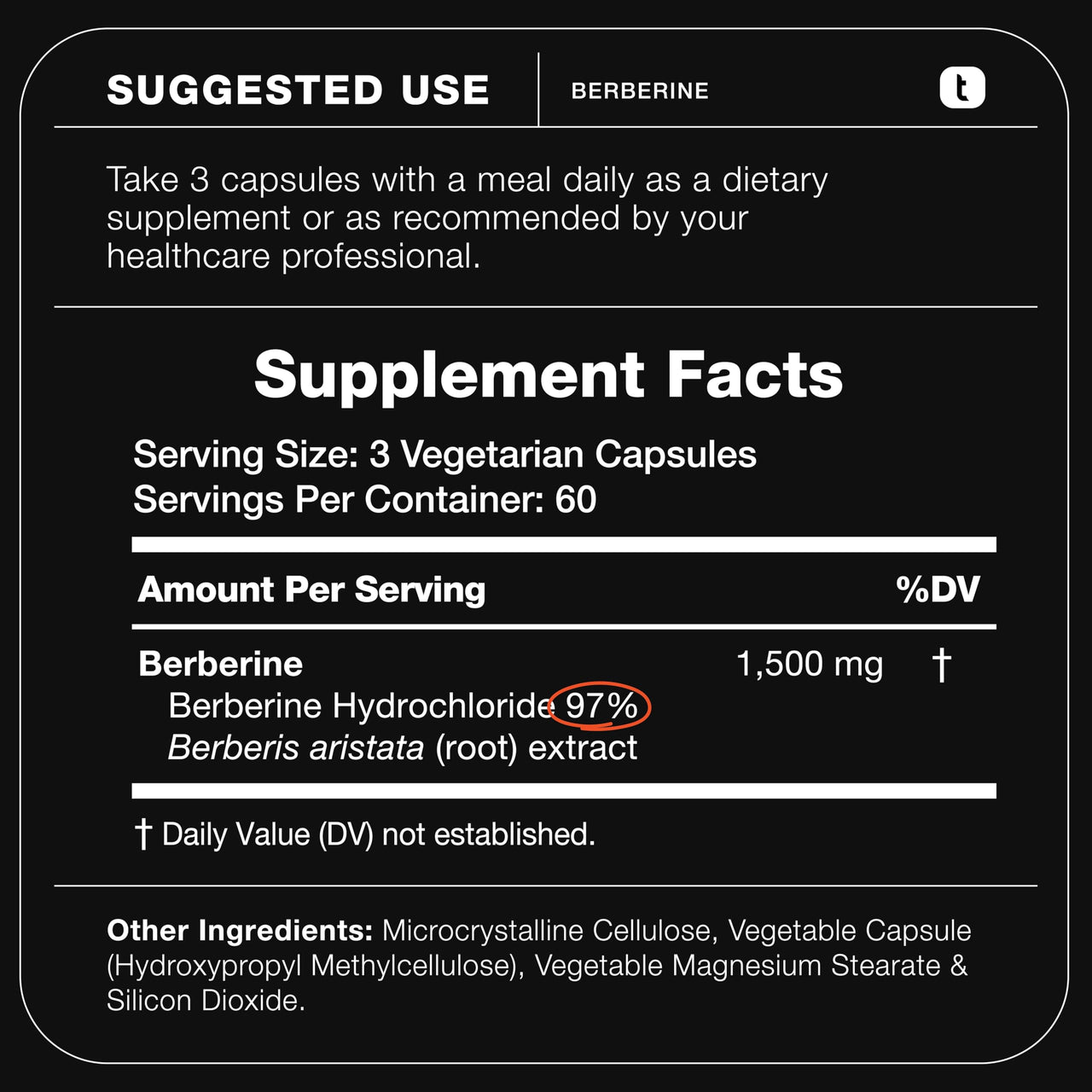 Toniiq Ultra High Strength Berberine 1500mg from The Himalayas Berberine Supplement - 97% Highly Purified and Bioavailable -Wild Harvested-Concentrated Formula HCL -3 Caps Serving-180 Veggie Caps