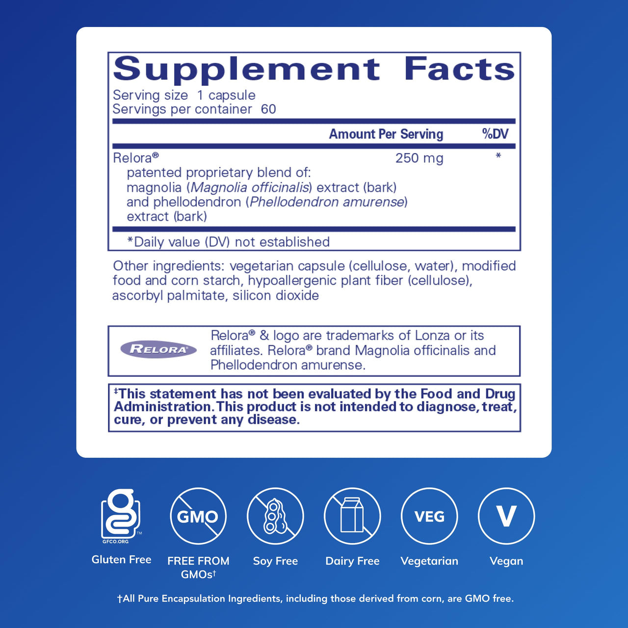 Pure Encapsulations Relora | Hypoallergenic Supplement Promotes Healthy Cortisol and DHEA Production and Moderates Occasional Stress* | 60 Capsules