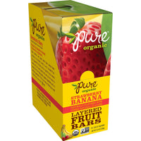Thumbnail for Pure Organic, Layered Fruit Bars, Strawberry Banana, Gluten Free and Vegan Fruit Snacks, 12.6oz Box (20 Count)