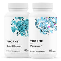 Thumbnail for THORNE - Basic B Complex (60 Capsules) & Memoractiv (60 Capsules) Bundle - Supports Brain Health, Cellular Energy Production & Focus - Gluten Free, Dairy Free