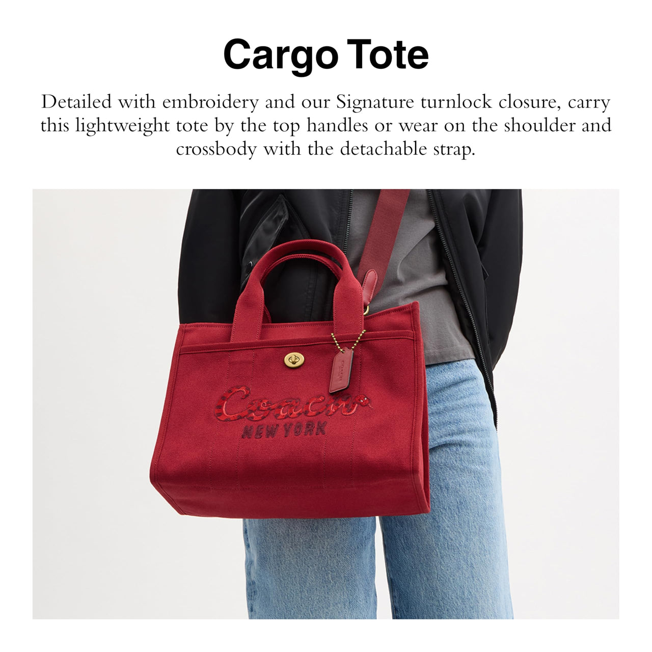 COACH New Year Snake Script Cargo Tote