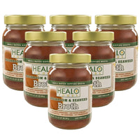 Thumbnail for Healo Foods Mushroom & Seaweed Broth – Infused with High Protein, Zero Fat, Gluten Free, Non GMO - Mushroom All Natural Seaweed Broth – for Cooking & Sipping Low Sodium Soup 14 fl. oz. (Pack of 6)