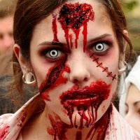 Thumbnail for FANRUI 8 Sheets Halloween Fake Scar Tattoos For Women Men Adults Kids, Fake Wound Realistic Blood Injury Cut Scratches Stitches Temporary Tattoos Stickers Chucky Makeup Kit, Scary Face Zombie Makeup Prank Masquerade Accessories