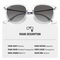 Thumbnail for Ray-Ban RB4171 Erika Classic Phantos Shape Sunglasses for Men and Women- Timeless Classic Sun Glasses with Modern Elegance - Premium UV Protection - Designer Men's and Women's Sunglasses