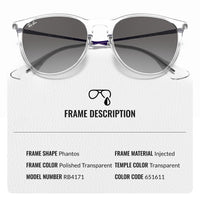 Thumbnail for Ray-Ban RB4171 ERIKA COLOR MIX Phantos Shaped Non-Polarized Sunglasses for Women – Includes Official RAYBAN Eyewear Kit – Ideal Formal & Casual Wear Sunglasses – Grey Gradient Lens