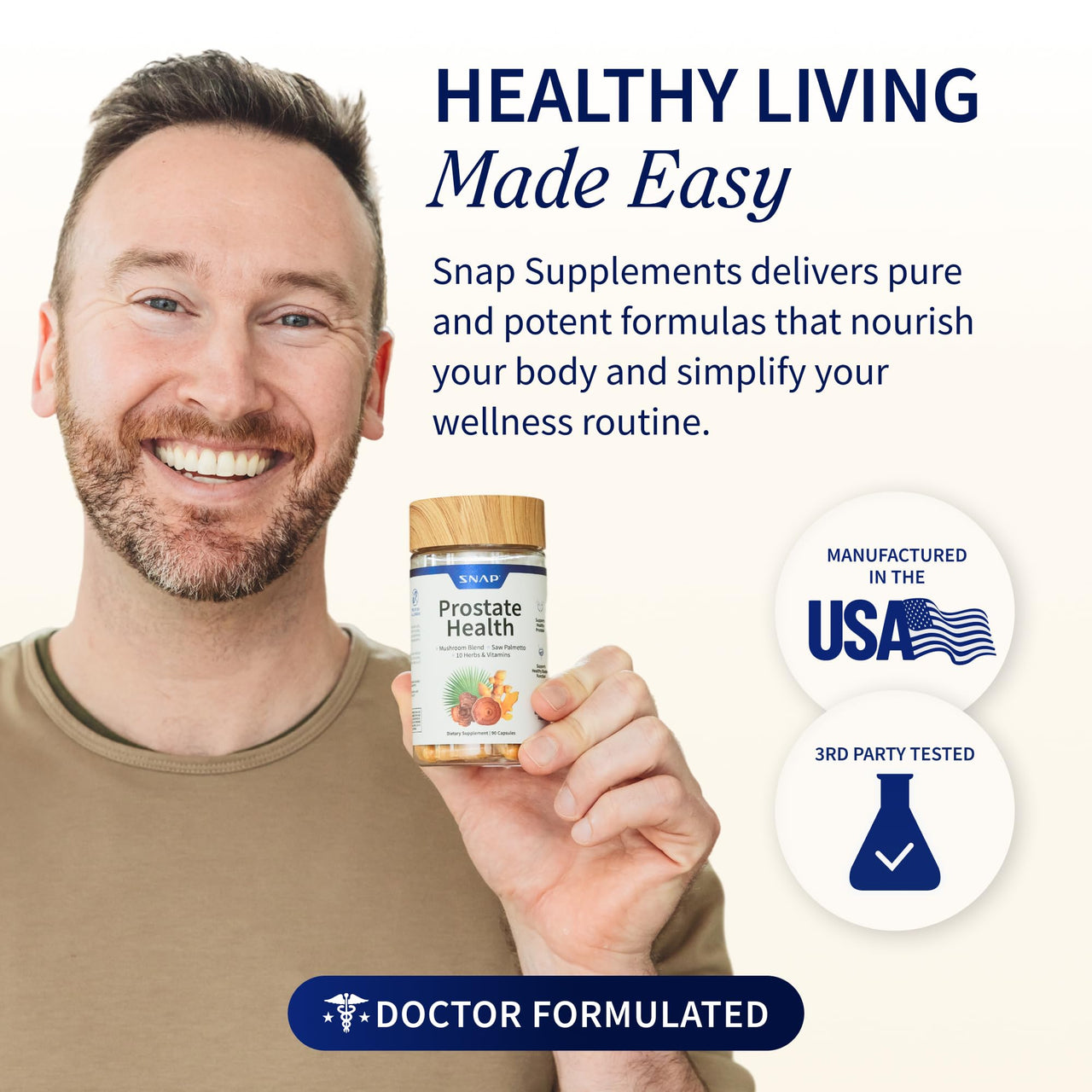 Snap Supplements Prostate Health Supplement with Nettle Root & Saw Palmetto for Men, DHT Blocker - Helps Support Male Urinary Tract and Prostate for Mens Health, 90 Vegetarian Capsules (30-Day Supply)