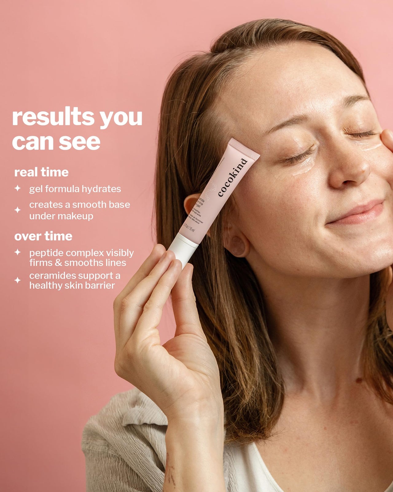 Cocokind Peptide Eye Gel, Lightweight and Hydrating Fine Line Treatment to Reduce Wrinkles, Made for Sensitive Skin, Fragrance Free, Cruelty Free, Vegan, .5oz