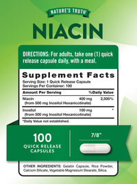 Thumbnail for Nature's Truth Flush Free Niacin | 500mg | 100 Capsules | Non-GMO & Gluten Free Supplement