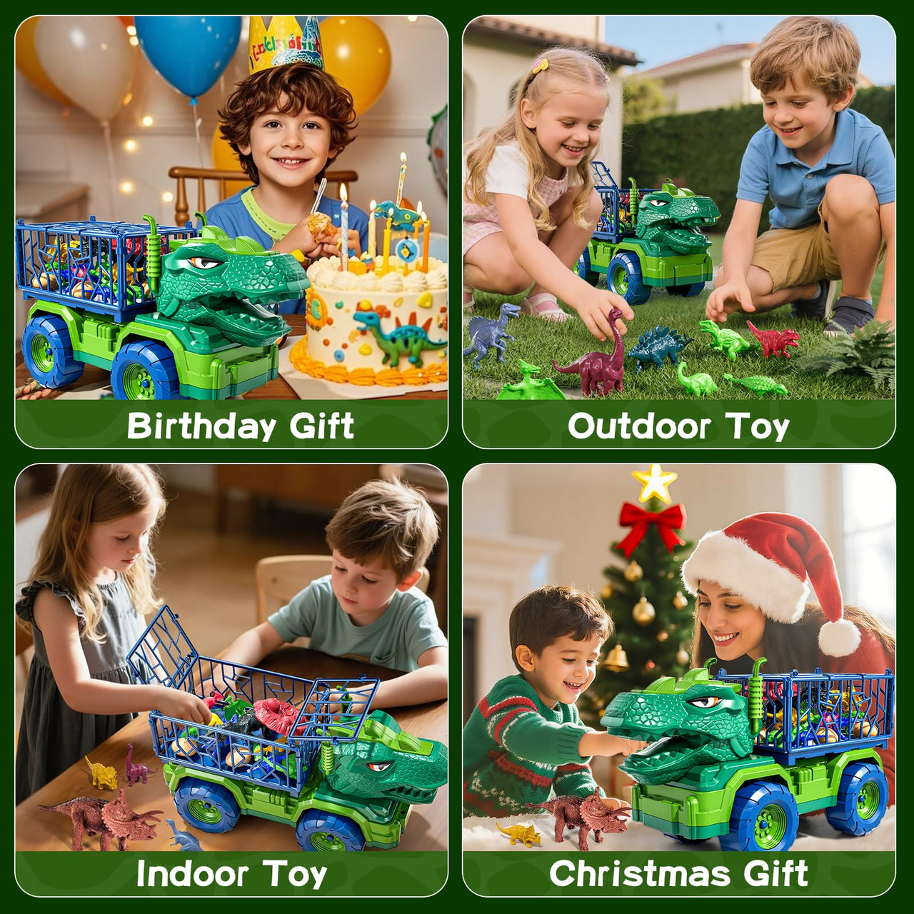 Guminnara 22 in 1 Toddler T-rex Dinosaur Truck Toy Set for Kids Boys 3-5 5-7, Tyrannosaurus Carrier Transport Truck with 18 Jurassic Dino Figures Birthday Toy for Boys Girls 3 4 5 6 7 Years Old