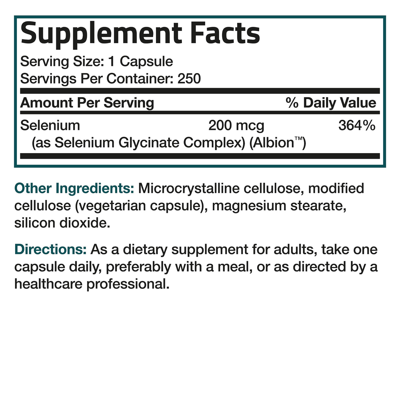 Bronson Selenium 200 mcg – Yeast Free Chelated Amino Acid Complex - Essential Trace Mineral with Superior Absorption, 250 Vegetarian Capsules