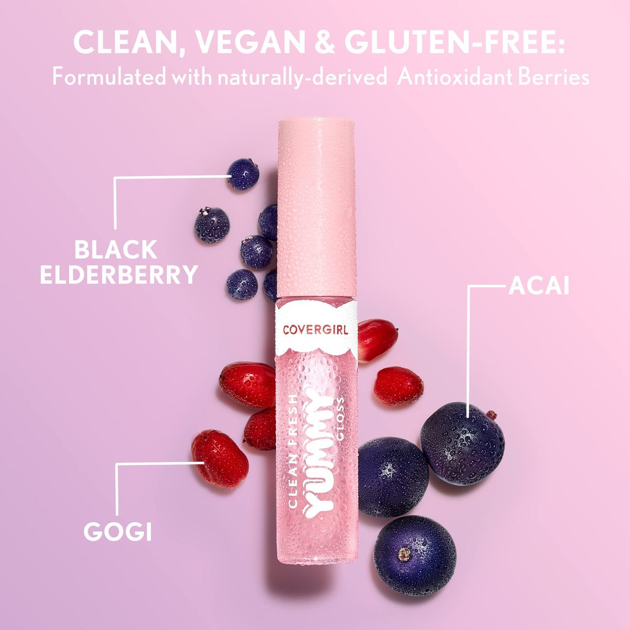 COVERGIRL Clean Fresh Yummy Lip Gloss, Sheer, Natural Scents, Vegan Formula - 350 You're Just Jelly, 0.33 fl oz