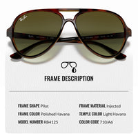 Thumbnail for Ray-Ban RB4125 CATS 5000 CLASSIC Pilot Shaped Non-Polarized Sunglasses for Men – Includes Official RAYBAN Eyewear Kit – Ideal Formal & Casual Wear Sunglasses – Green Gradient Lens