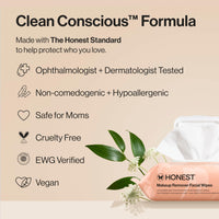 Thumbnail for Honest Beauty Fragrance Free Cleansing Makeup Remover Facial Wipes | Plant Based, Hypoallergenic, Gentle for Sensitive Skin | 90 Count