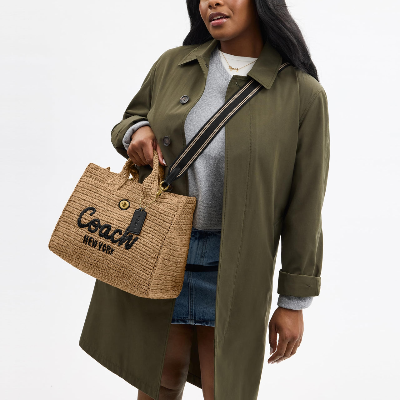 Coach Straw Cargo Tote, B4/Natural