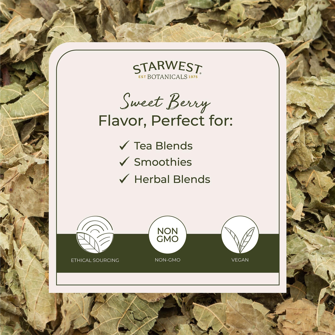 Starwest Botanicals Organic Raspberry Leaf - Herbal Loose Leaf Tea, Caffeine Free Natural Herbs, Pure Dried Raspberry Leaf, Cut & Sifted, Certified Kosher, Non-GMO - Bulk 1 lb Bag