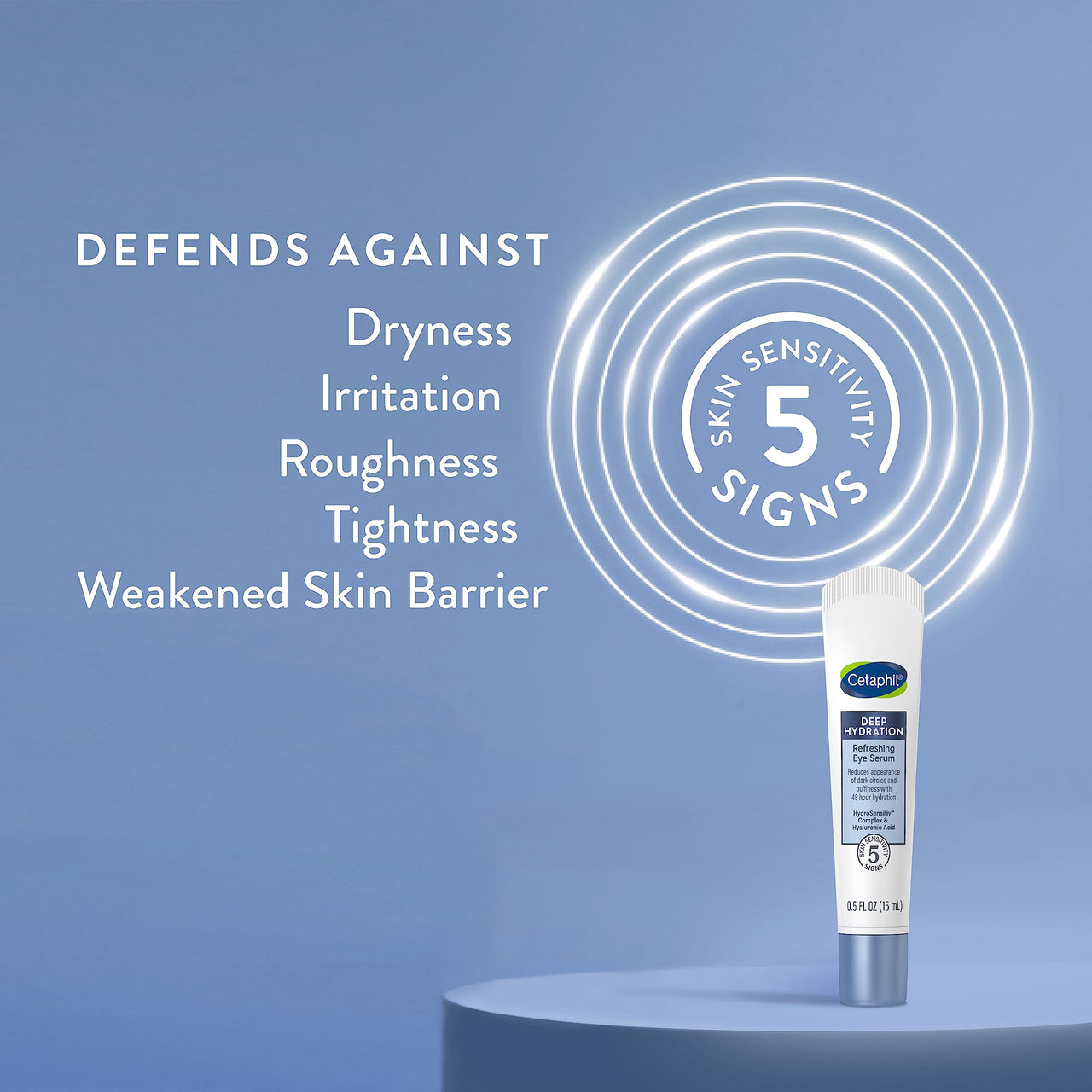 CETAPHIL Deep Hydration Refreshing Eye Serum, 0.5 fl oz, 48Hr Hydrating Under Eye Cream to Reduce the Appearance of Dark Circles, With Hyaluronic Acid, Vitamin E & B5 (Packaging May Vary)