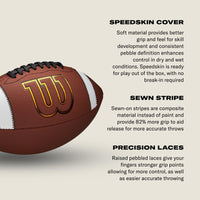Thumbnail for WILSON GST SpeedSkin Football - Brown, Official Size