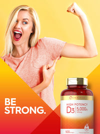Thumbnail for Carlyle Vitamin D3 5000 IU Softgels | 500 Count | Value Size | Non-GMO and Gluten Free Supplement | High Potency Formula | 125mcg
