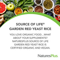 Thumbnail for NaturesPlus Source of Life Garden Red Yeast Rice - 60 Capsules - Nutritional and Digestive Support - USDA Certified Organic, Non-GMO, Vegan, Gluten Free - 60 Servings