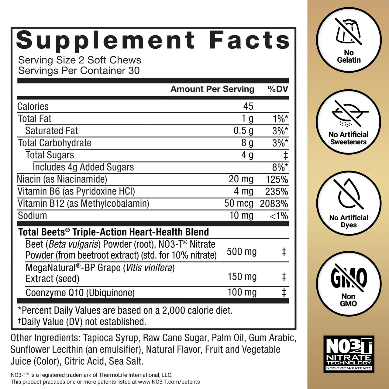 Force Factor Total Beets Ultimate Heart Health Chews for Blood Pressure Support, with Beetroot Powder, CoQ10, B Vitamins & Grapeseed Extract for Blood Flow & Energy, Pomegranate Berry, 60 Soft Chews