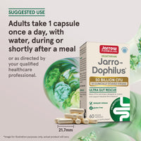 Thumbnail for Jarrow Formulas Jarro-Dophilus Ultra Gut Rescue - 50 Billion CFU Per Serving - Probiotics Restore, Protect & Maintain Intestinal Flora - 60 Servings (Delayed Release)