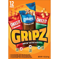Thumbnail for Gripz Mini Baked Snack Crackers, Sweet and Salty Snacks, Variety Pack, 11oz Box (12 Pouches)