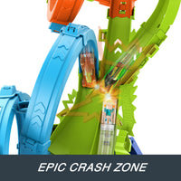 Thumbnail for Hot Wheels Track Set with 4 Loops, 3-Way Crash Zone & Motorized Booster, Folds for Storage, with 1:64 Scale Toy Car