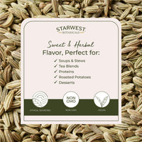 Thumbnail for Starwest Botanicals Organic Fennel Seed - Dried Spice for Seasoning, Baking, Cooking, & Tea, Natural Digestion Support, Certified Kosher, Non-GMO - Bulk 1 lb Bag