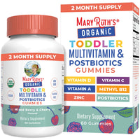 Thumbnail for MaryRuth Organics Toddler Multivitamin Gummies + Postbiotics | USDA Organic | Vitamins for Kids Ages 2+ | Immune Support | Vitamin C | Vitamin D3 | Vitamin A | Zinc | Vegan | Non-GMO | 60 Servings