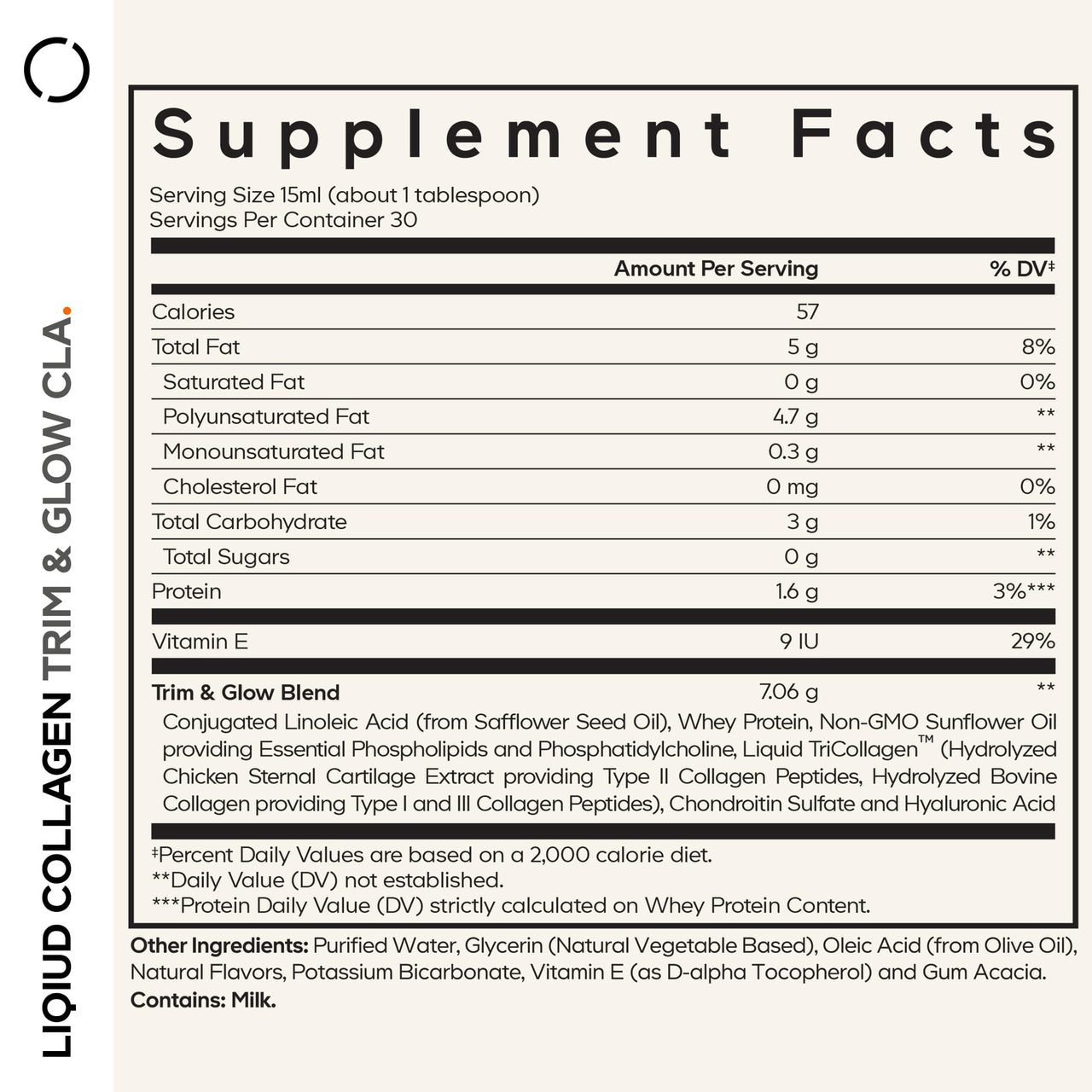 Codeage Liquid Collagen Supplement Vanilla Flavor, Beauty Trim & Glow Liposomal Collagen Peptides, CLA Conjugated Linoleic Acid, Hyaluronic Acid, Vitamin E, Hydrolyzed, Non-GMO, 15.22 fl oz