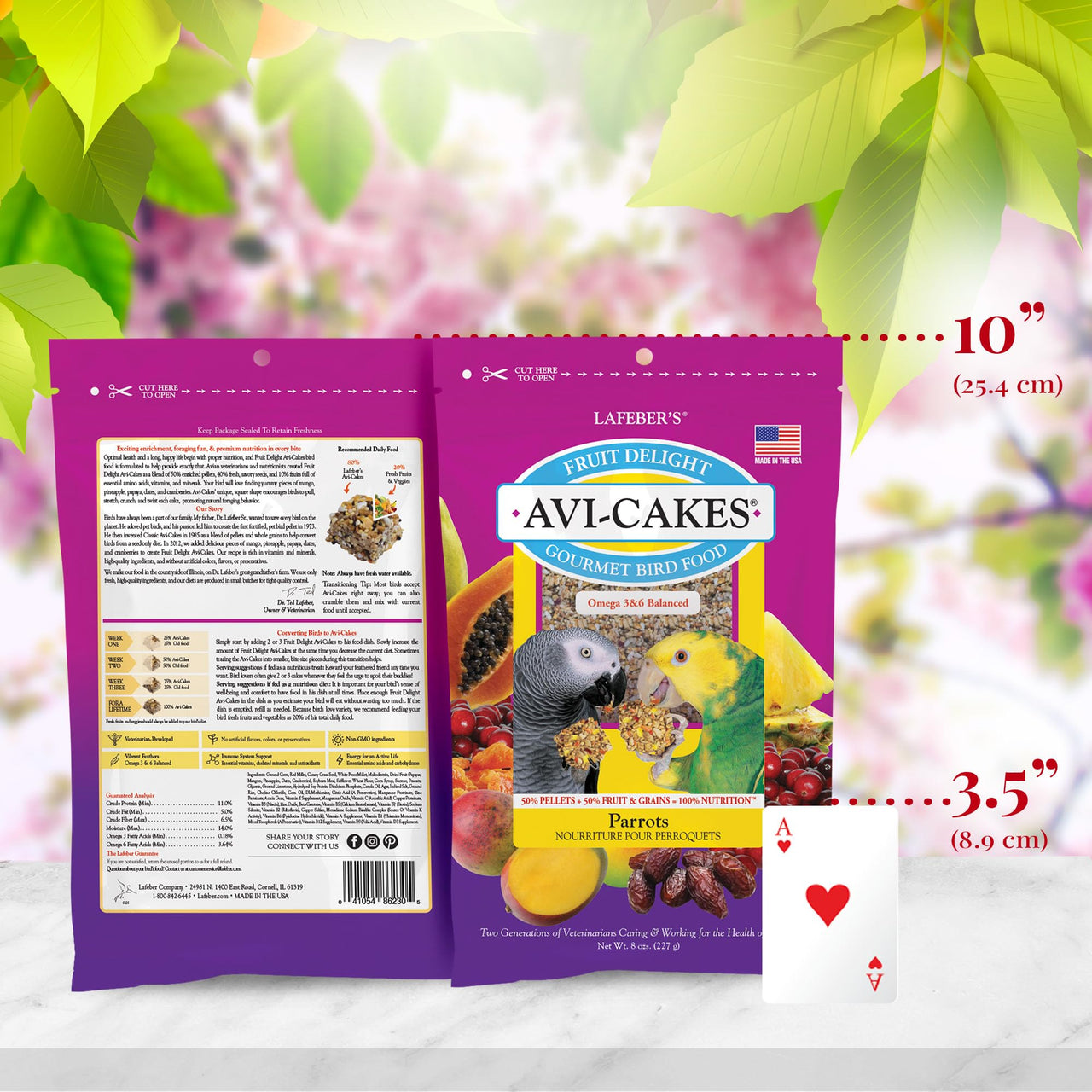 LAFEBER'S Fruit Delight Avi-Cakes Pet Bird Food, Made with Non-GMO and Human-Grade Ingredients, for Parrots (8 oz Pack of 1)