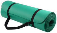 Thumbnail for Fitvids 1/2-Inch Thick High Density Foam Exercise Yoga Mat with Carrying Strap, For Cushioning The Body Against Hard Floors, Green