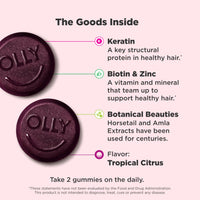 Thumbnail for OLLY Heavenly Hair Gummy, Supports Healthy Hair, Keratin, Biotin, AMLA, Chewable Supplement, 30 Day Supply - 60 Count